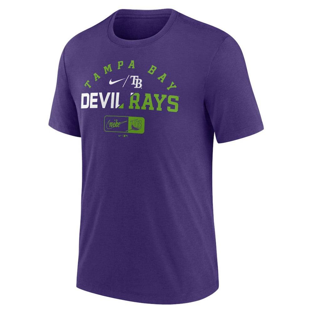 Tampa Bay Rays Nike Rewind Review Slash Tri-Blend T-Shirt - Heather Purple T-shirts