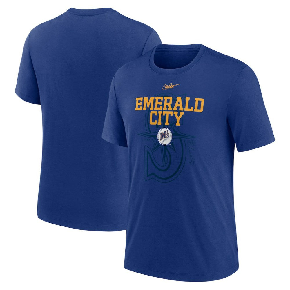 Seattle Mariners Nike Rewind Retro Tri-Blend T-Shirt - Royal T-shirts