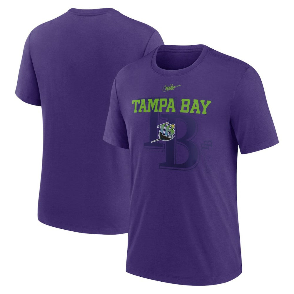 Tampa Bay Rays Nike Rewind Retro Tri-Blend T-Shirt - Purple T-shirts