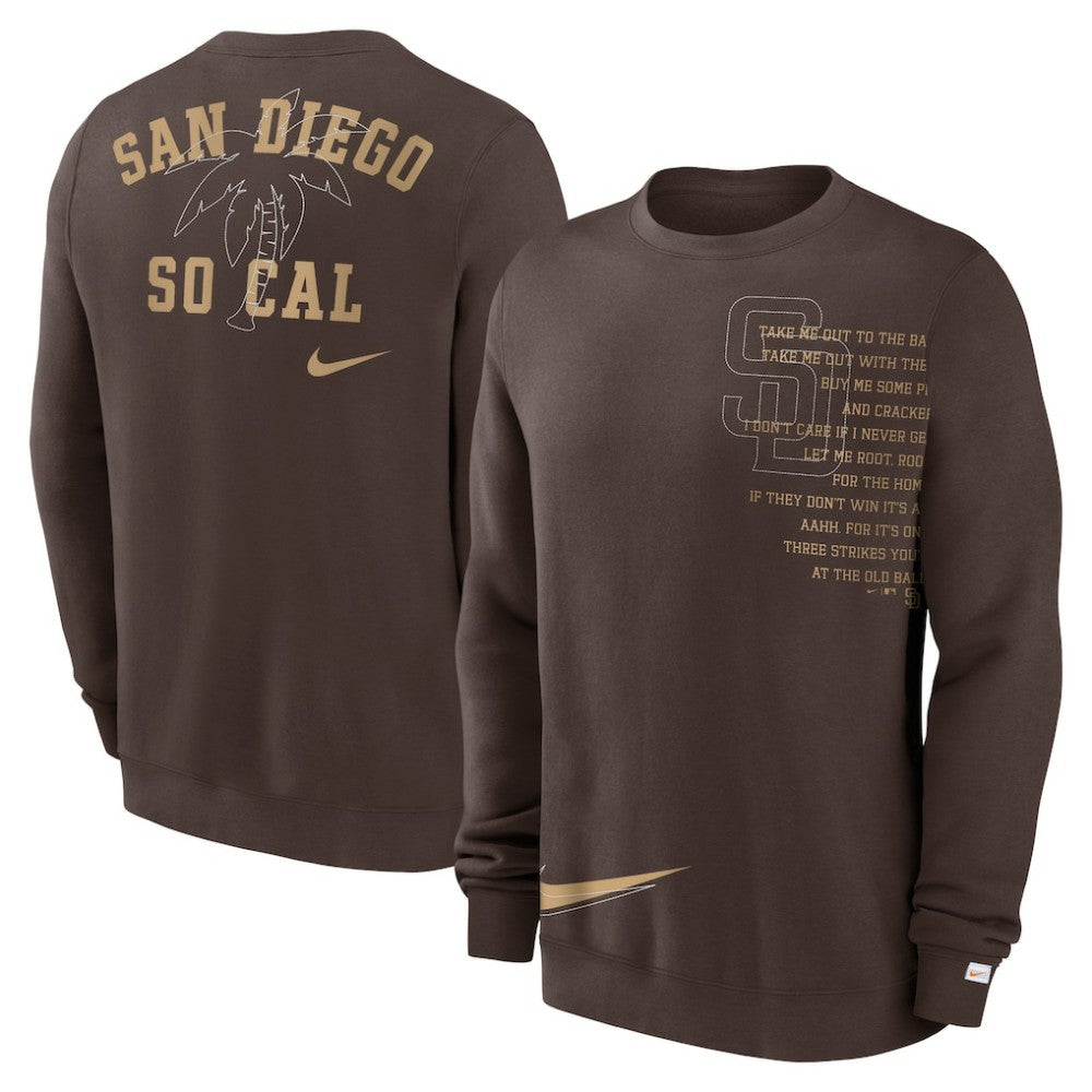 San Diego Padres Nike Statement Ball Game Fleece Pullover Sweatshirt - Brown Pullover