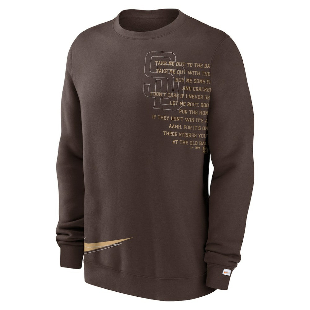 San Diego Padres Nike Statement Ball Game Fleece Pullover Sweatshirt - Brown Pullover