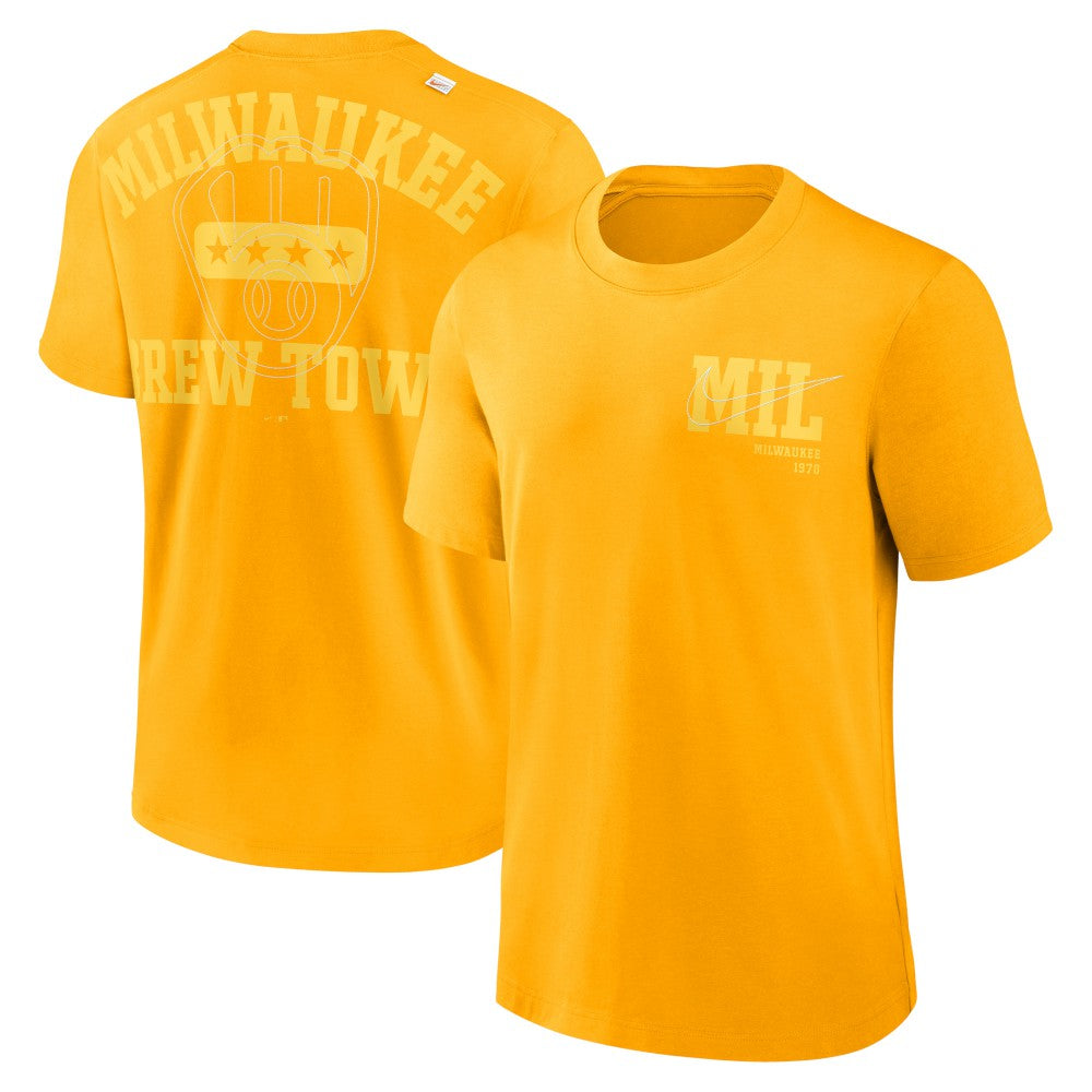 Milwaukee Brewers Nike Statement Game Over T-Shirt - Gold T-shirts