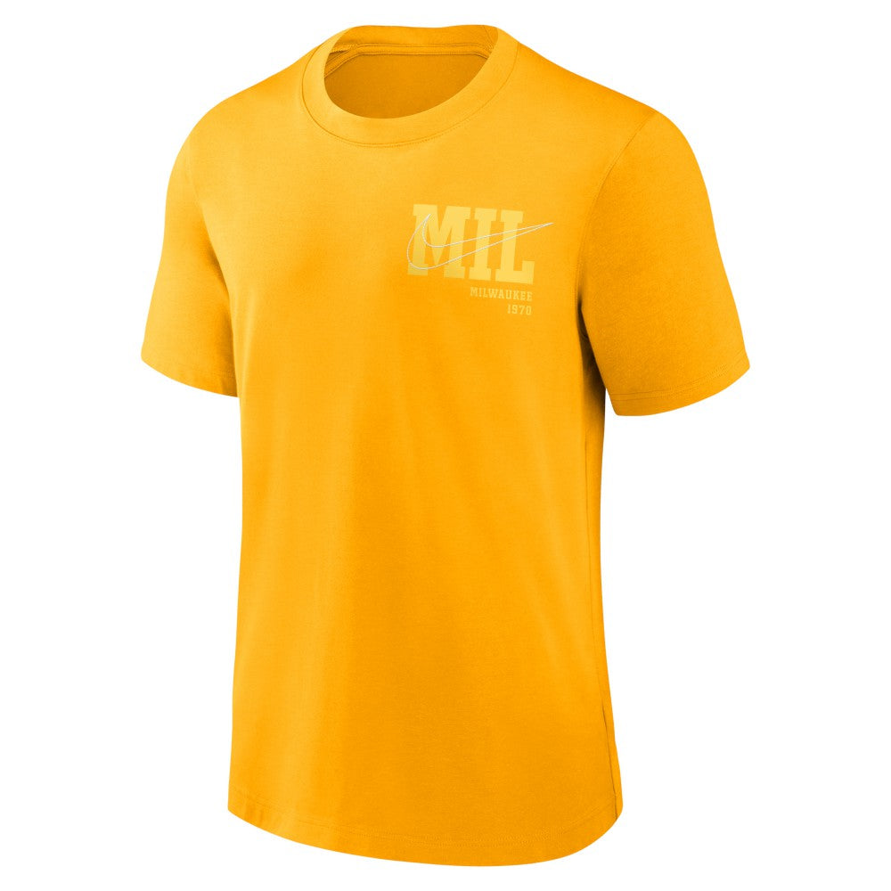 Milwaukee Brewers Nike Statement Game Over T-Shirt - Gold T-shirts