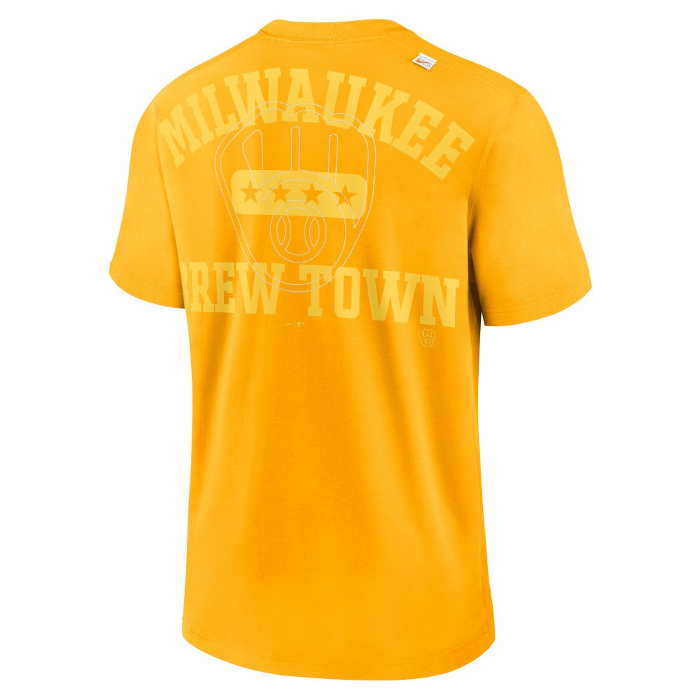 Milwaukee Brewers Nike Statement Game Over T-Shirt - Gold T-shirts