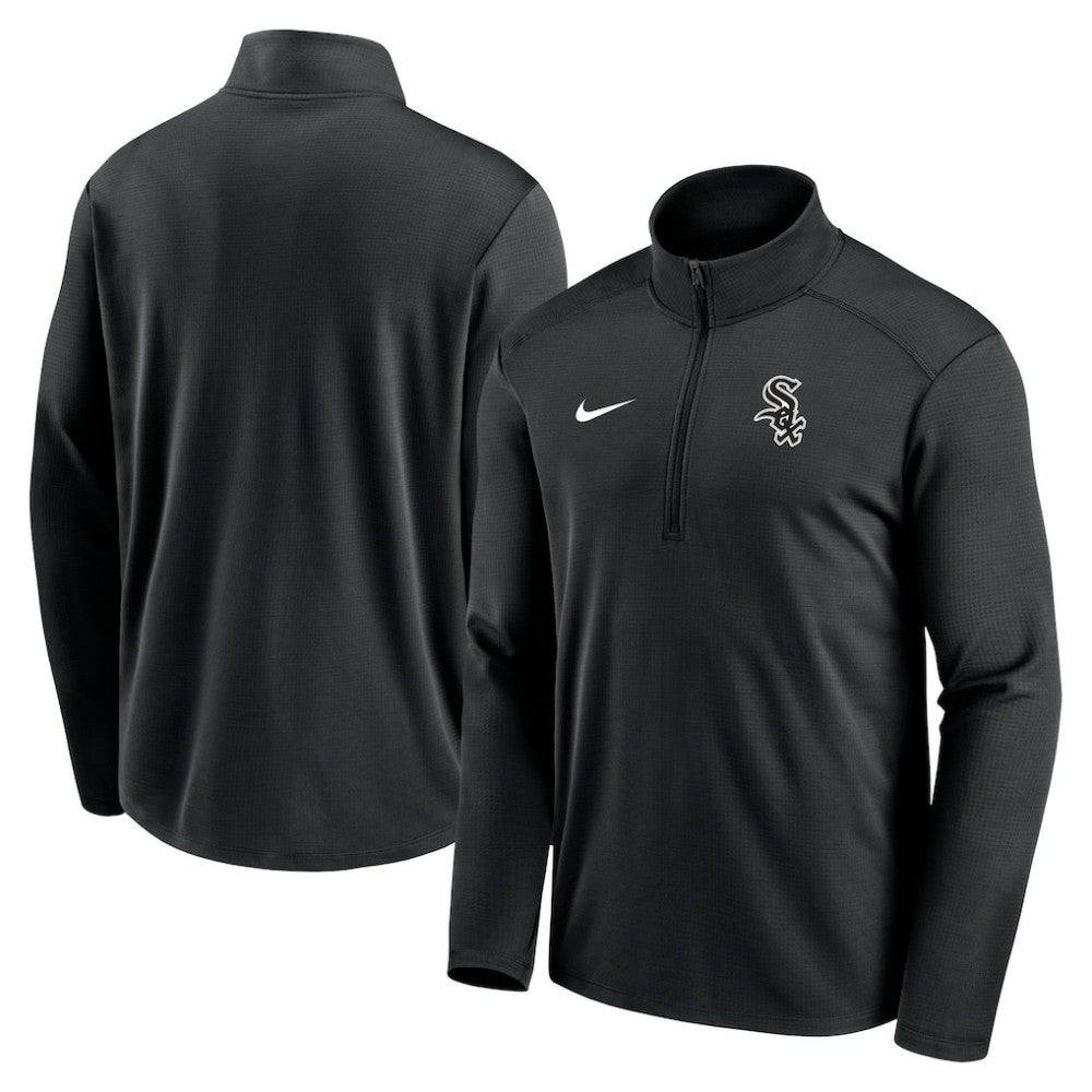 Chicago White Sox Nike Agility Pacer Performance Half-Zip Top - Black Tops