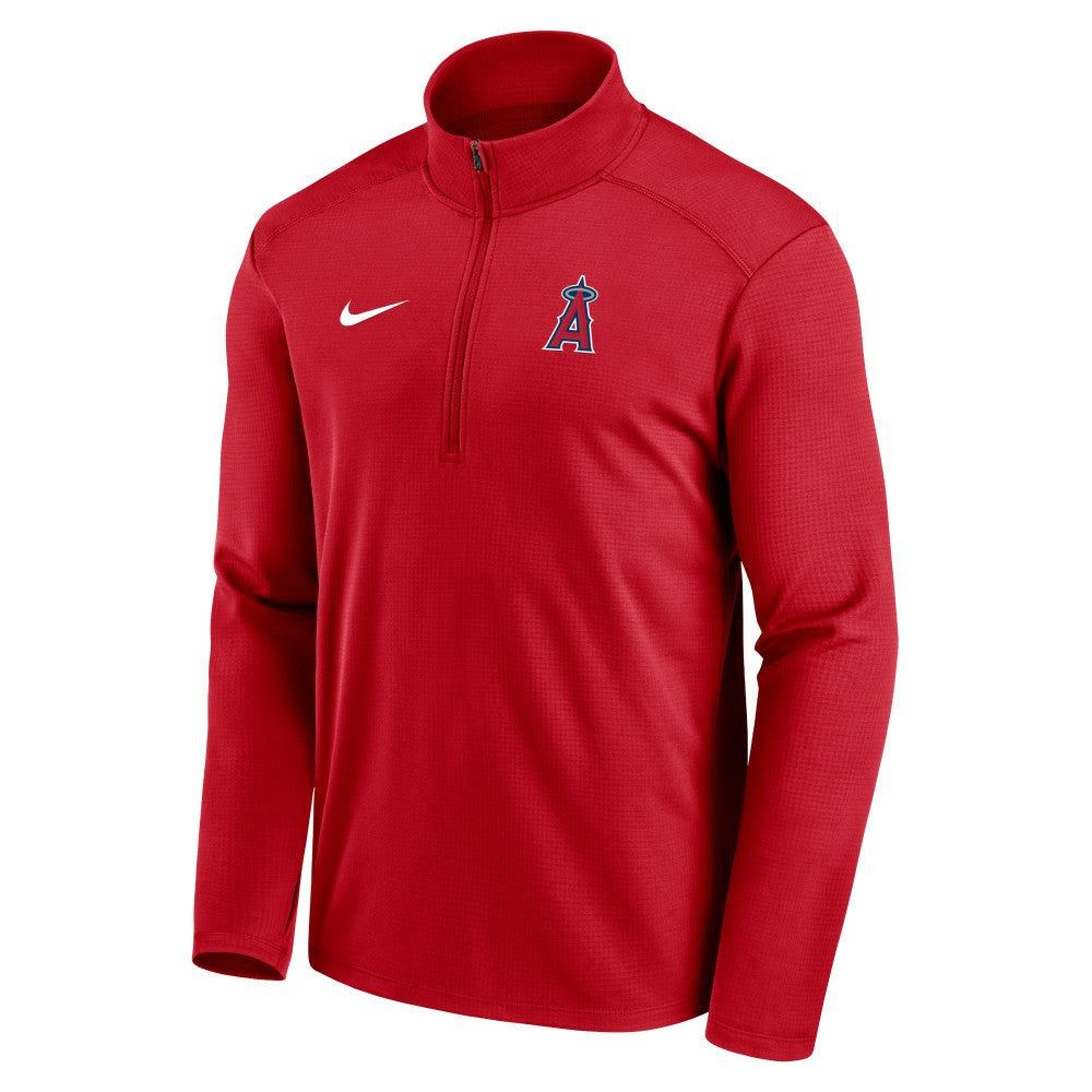 Los Angeles Angels Nike Agility Pacer Lightweight Performance Half-Zip Top - Red Tops