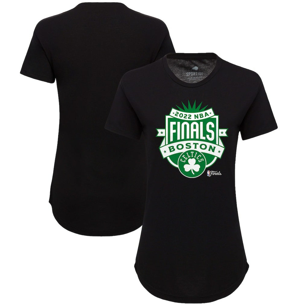 Boston Celtics Sportiqe Women's 2022 NBA Finals Crest Phoebe T-Shirt Black