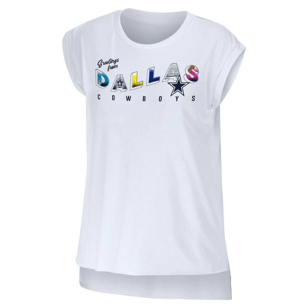 Dallas Cowboys WEAR by Erin Andrews Women's Greetings From Muscle T-Shirt White