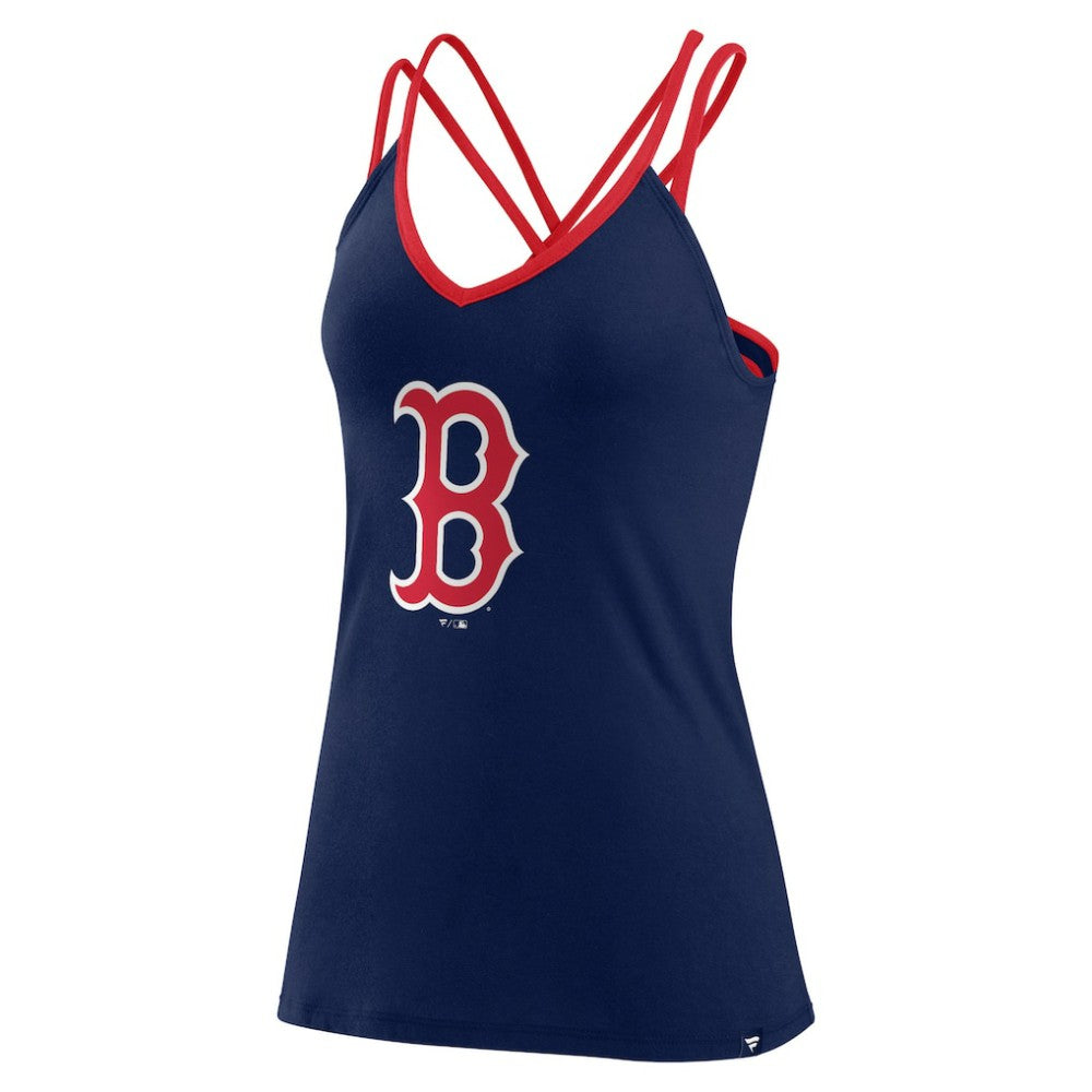 Boston Red Sox Fanatics Women's Barrel It Up Cross Back V-Neck Tank Top - Navy Tanks