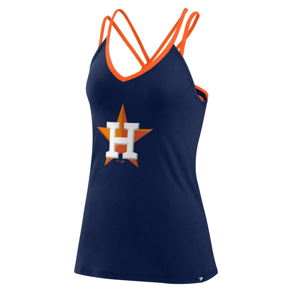 Houston Astros Fanatics Women's Barrel It Up Cross Back V-Neck Tank Top - Navy Tanks
