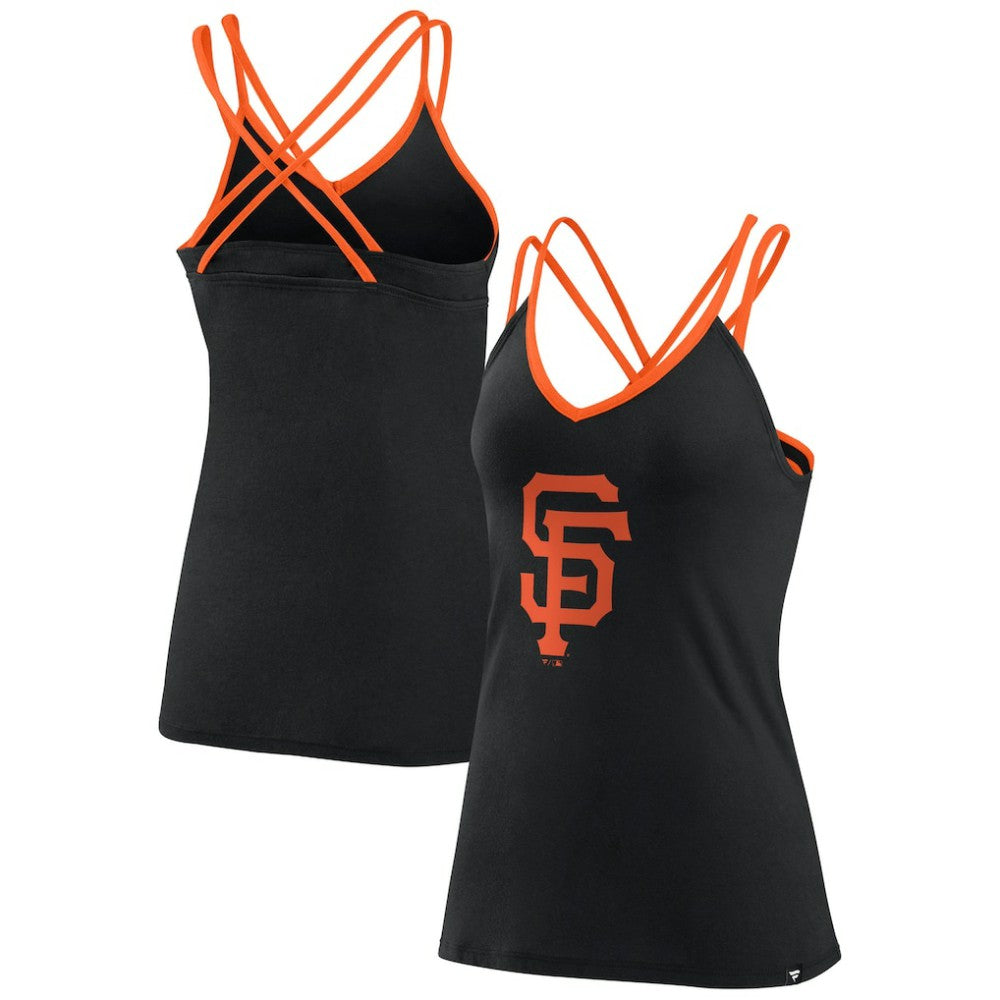 San Francisco Giants Fanatics Women's Barrel It Up Cross Back V-Neck Tank Top - Black Tanks