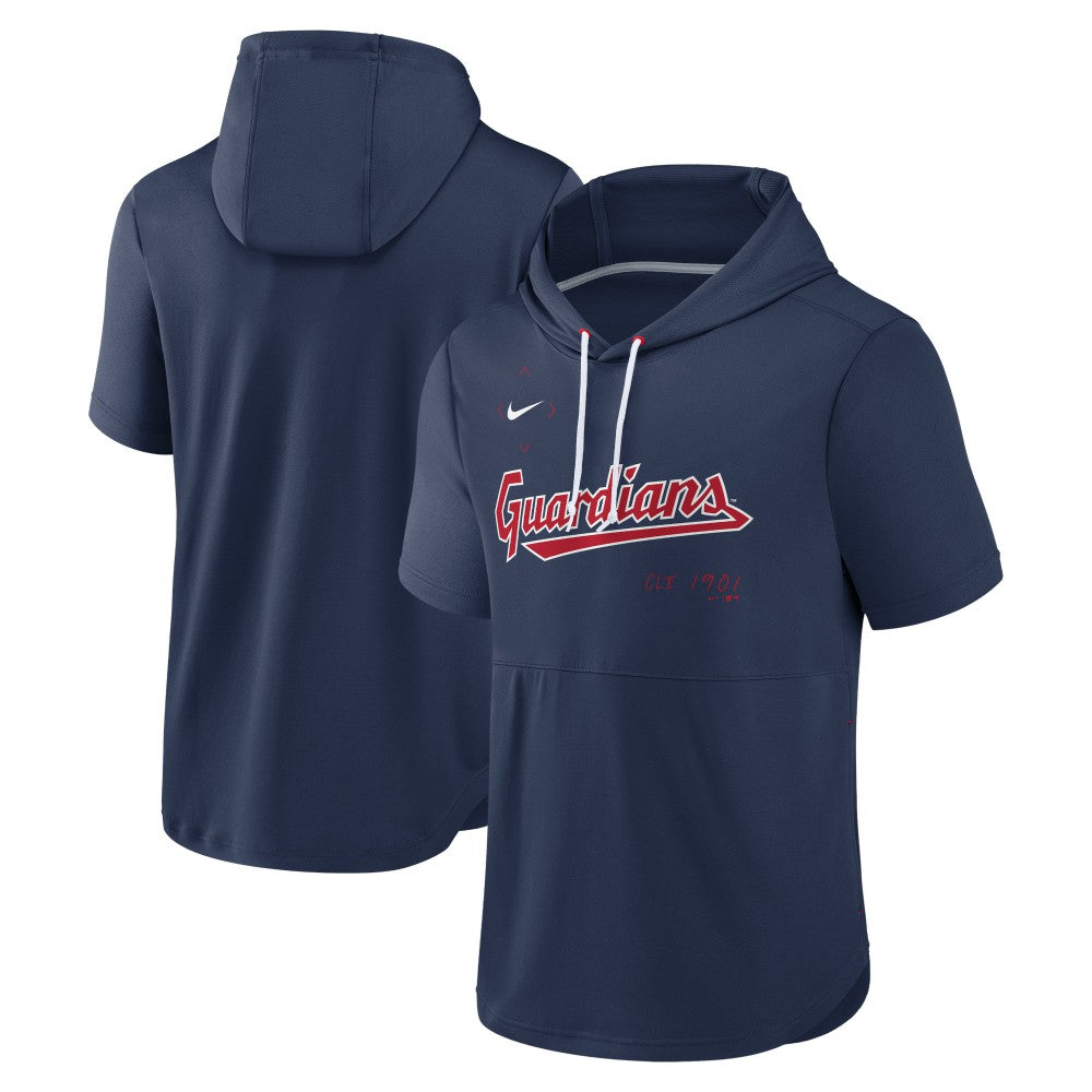 Cleveland Guardians Nike Springer Short Sleeve Team Pullover Hoodie - Navy Hoodies