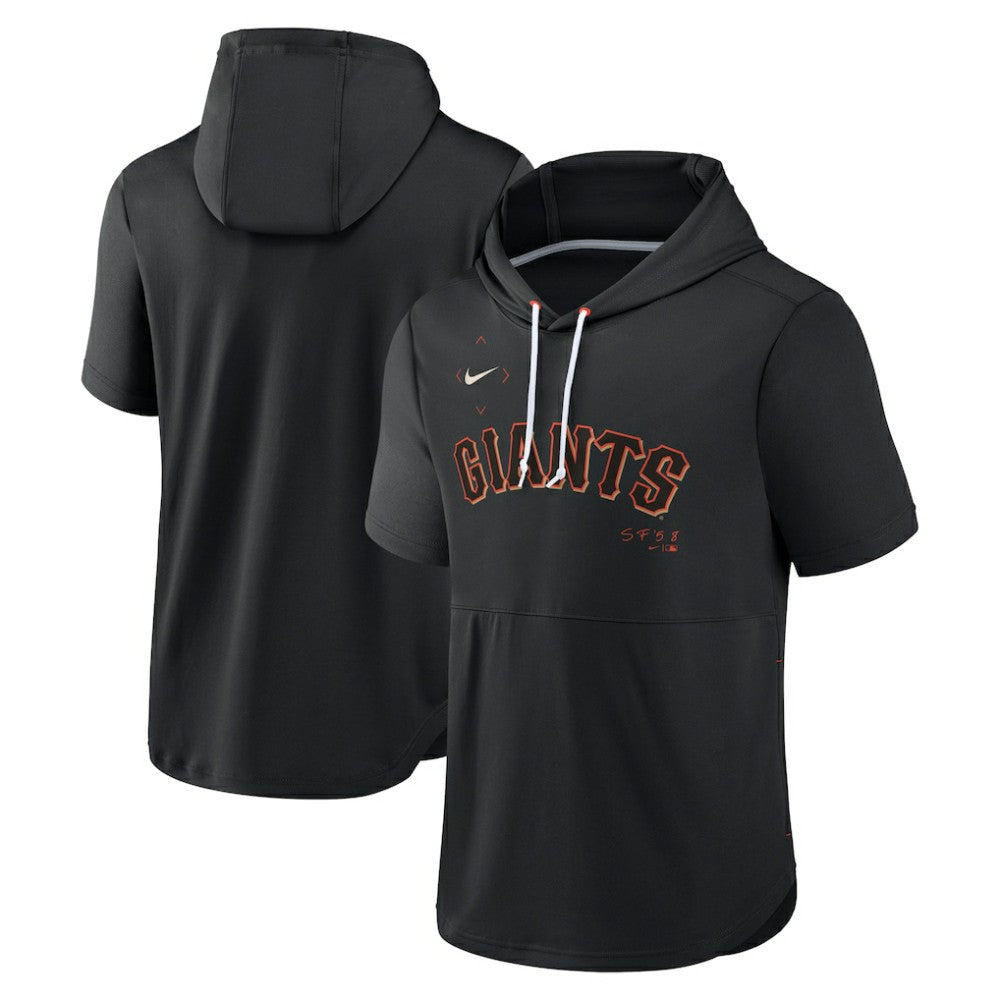 San Francisco Giants Nike Springer Short Sleeve Team Pullover Hoodie - Black Hoodies