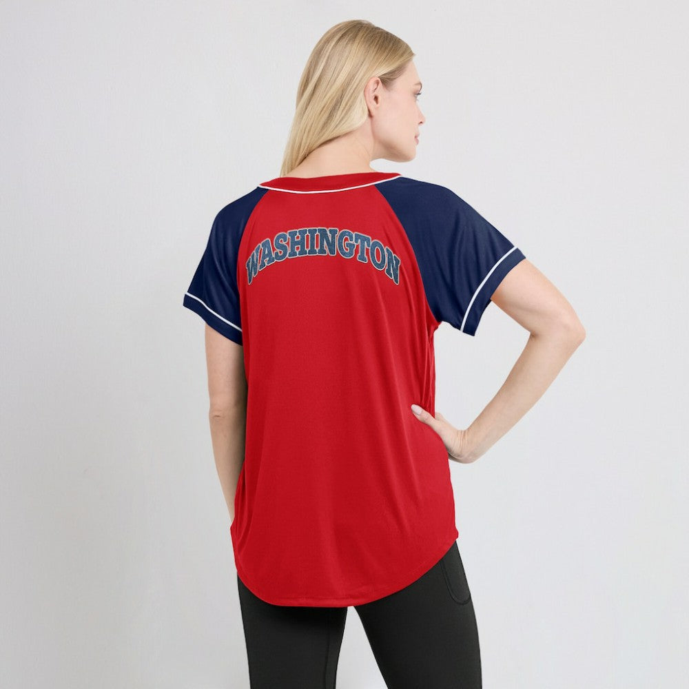 Washington Nationals Fanatics Women's Ultimate Style Raglan V-Neck T-Shirt - Red T-shirts