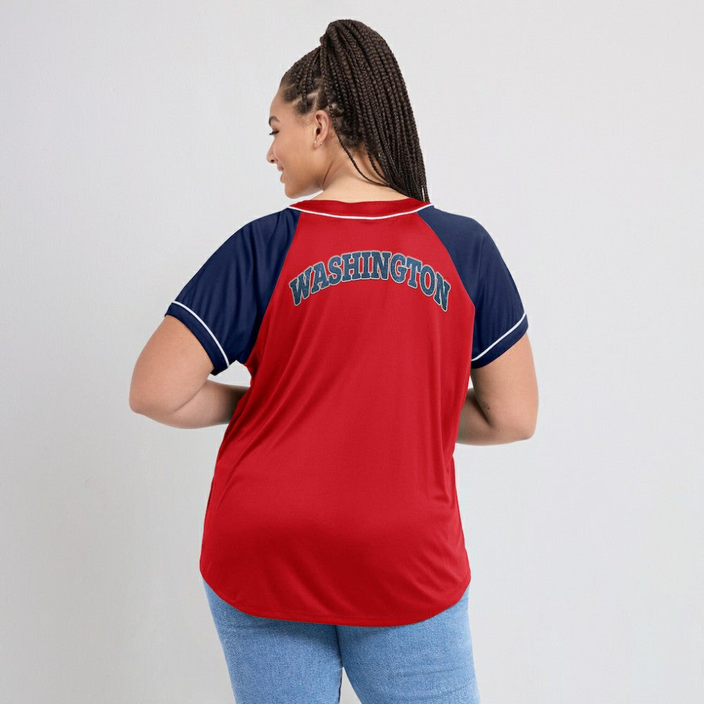 Washington Nationals Fanatics Women's Ultimate Style Raglan V-Neck T-Shirt - Red T-shirts
