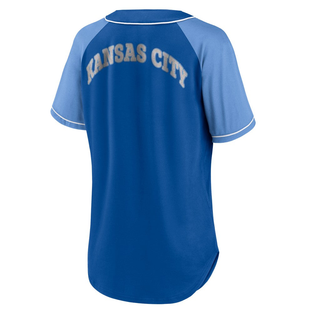 Kansas City Royals Fanatics Women's Ultimate Style Raglan V-Neck T-Shirt - Royal T-shirts