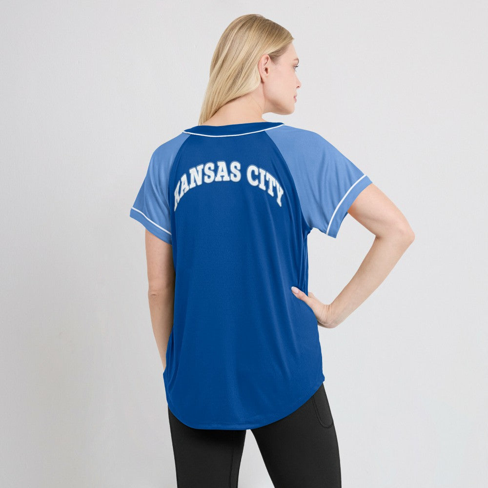 Kansas City Royals Fanatics Women's Ultimate Style Raglan V-Neck T-Shirt - Royal T-shirts