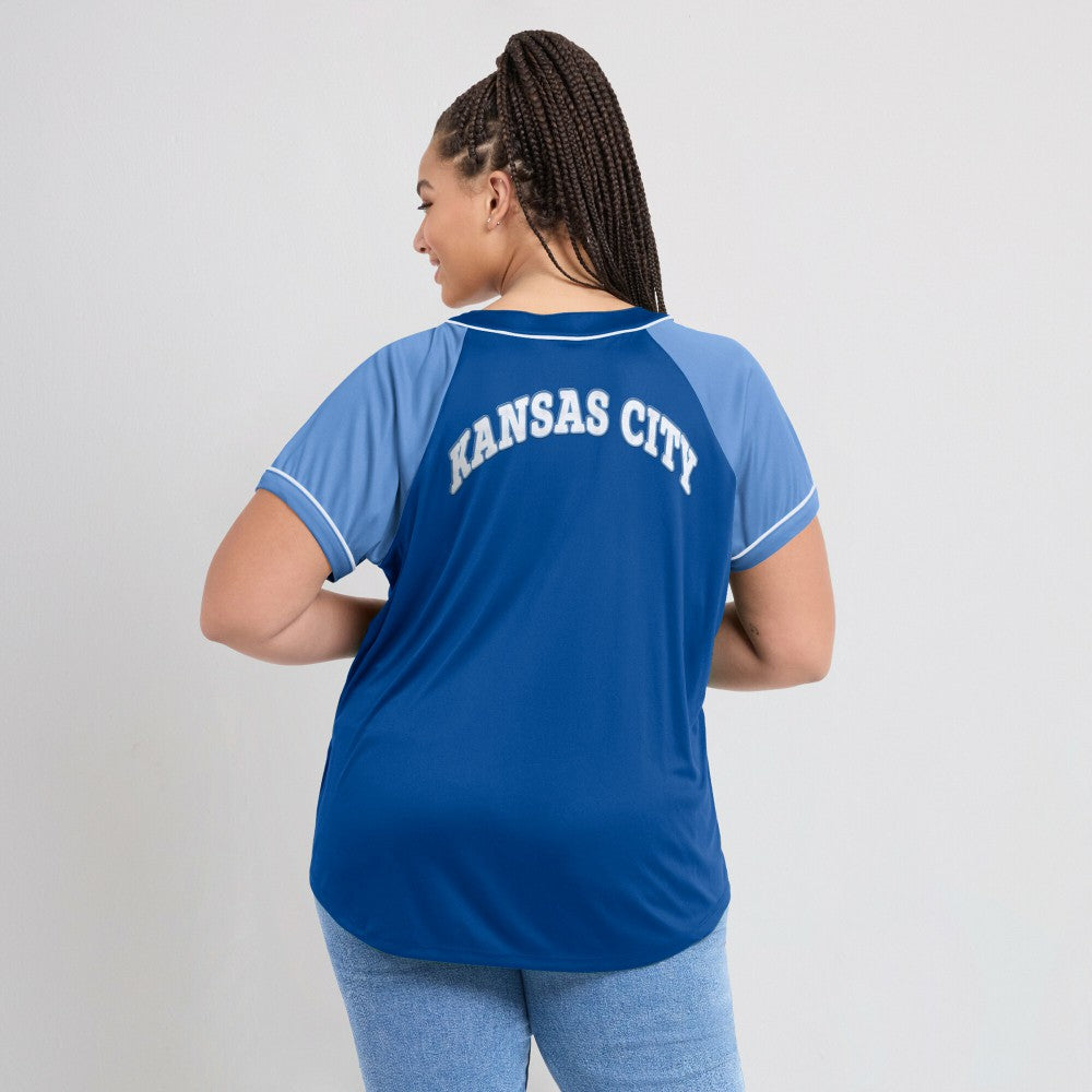 Kansas City Royals Fanatics Women's Ultimate Style Raglan V-Neck T-Shirt - Royal T-shirts