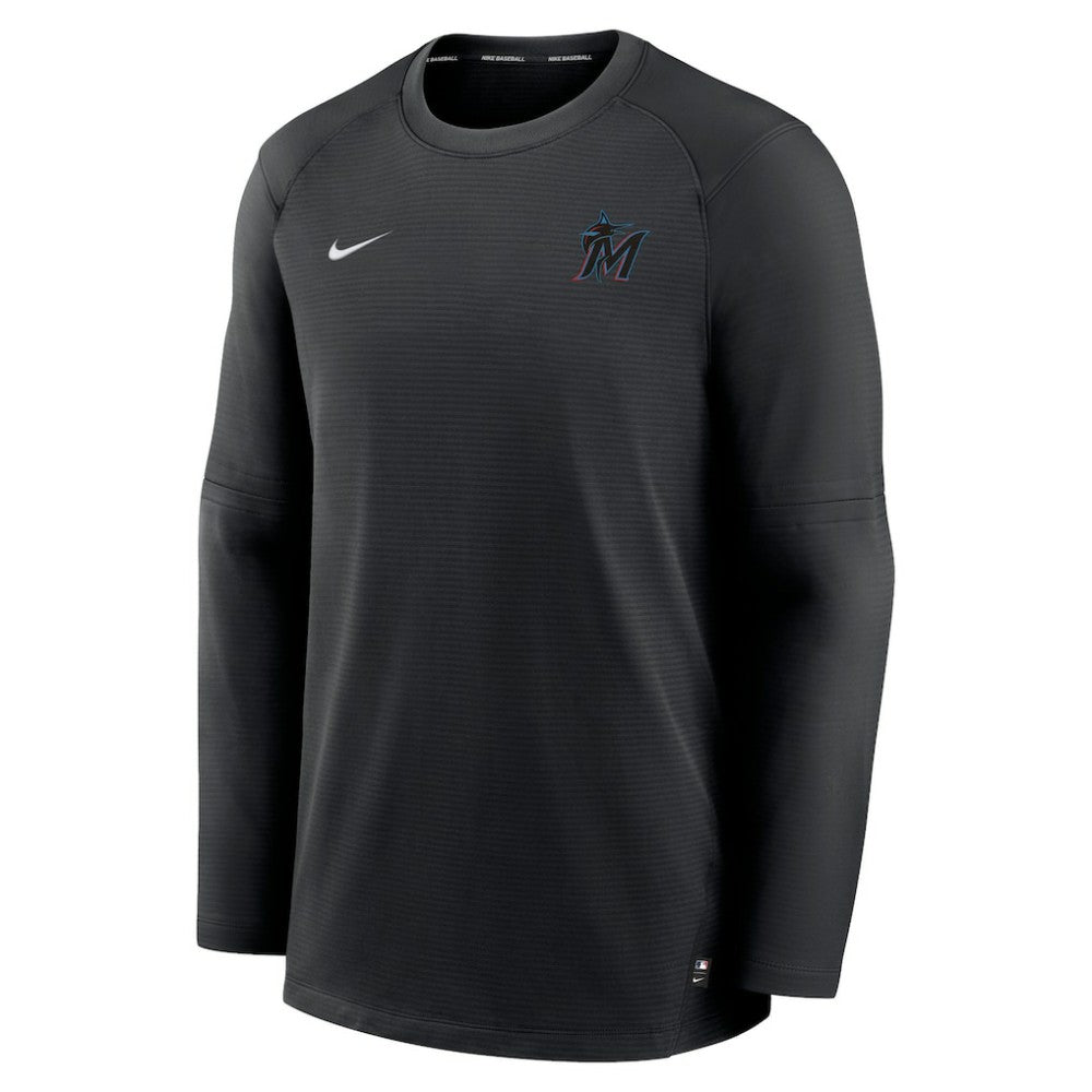 Miami Marlins Nike Authentic Collection Logo Performance Long Sleeve T-Shirt - Black T-shirts