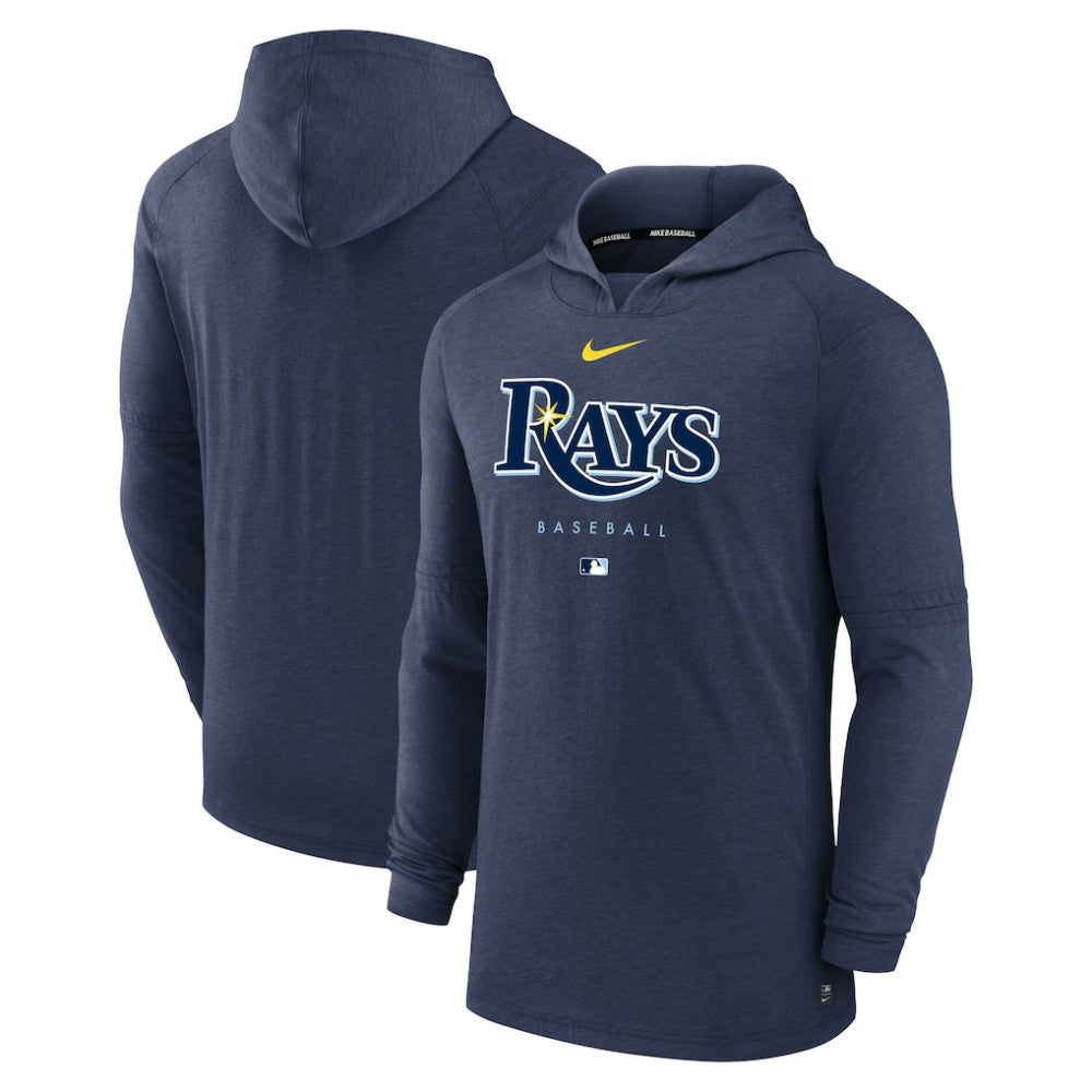 Tampa Bay Rays Nike Authentic Collection Lightweight Dri-FIT Hooded Pullover - Heather Navy Pullover