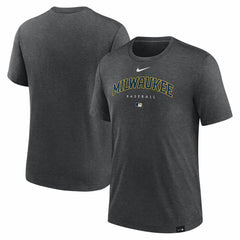 Milwaukee Brewers Nike Authentic Collection Early Work Tri-Blend Performance T-Shirt - Heather Charcoal T-shirts