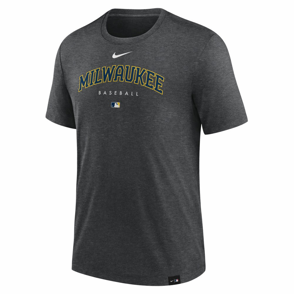 Milwaukee Brewers Nike Authentic Collection Early Work Tri-Blend Performance T-Shirt - Heather Charcoal T-shirts