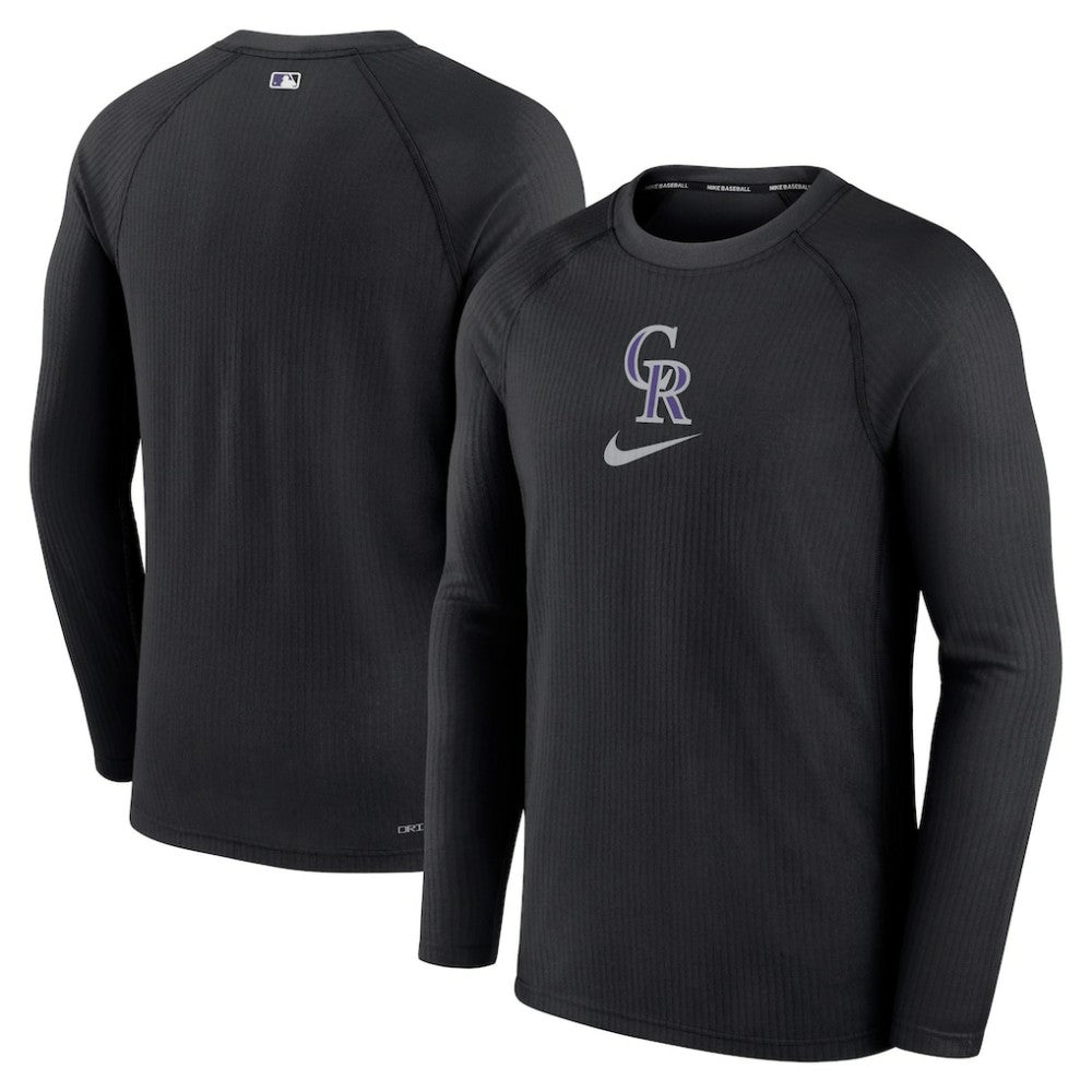 Colorado Rockies Nike Authentic Collection Game Raglan Performance Long Sleeve T-Shirt - Black T-shirts