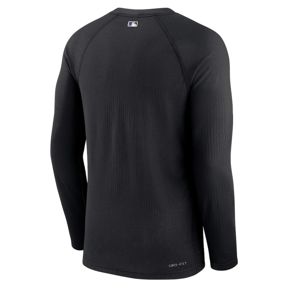Colorado Rockies Nike Authentic Collection Game Raglan Performance Long Sleeve T-Shirt - Black T-shirts
