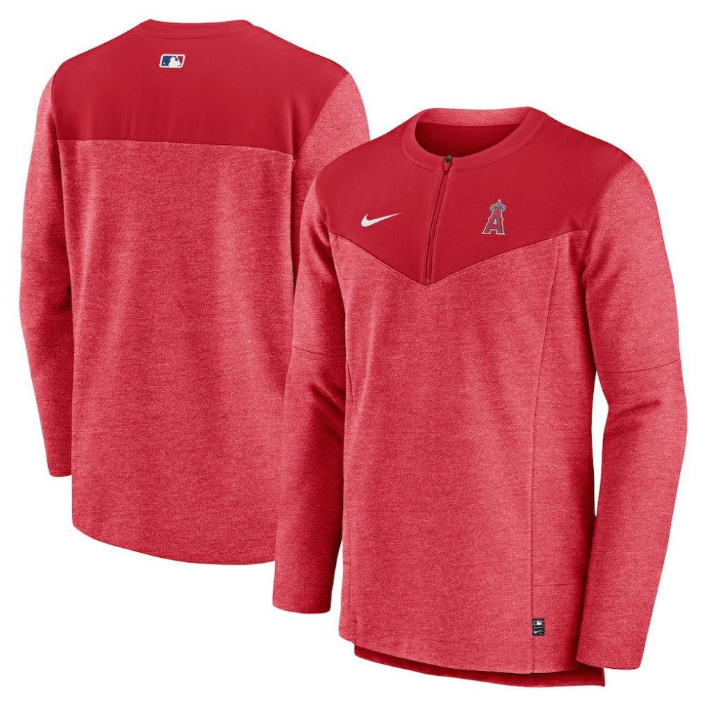 Los Angeles Angels Nike Authentic Collection Game Time Performance Half-Zip Top - Red Tops