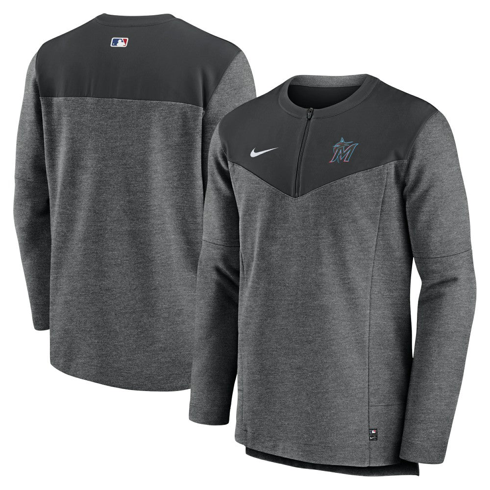 Miami Marlins Nike Authentic Collection Game Time Performance Half-Zip Top - Black Tops