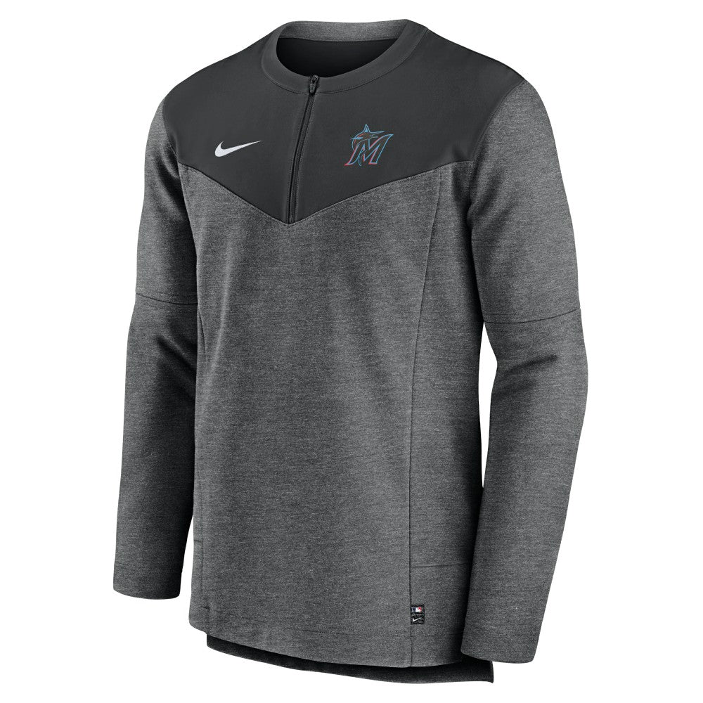 Miami Marlins Nike Authentic Collection Game Time Performance Half-Zip Top - Black Tops