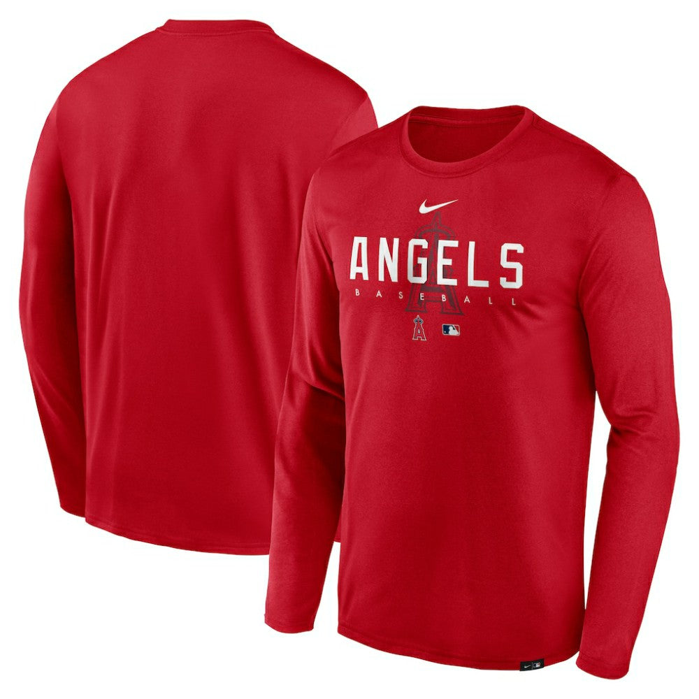 Los Angeles Angels Nike Authentic Collection Team Logo Legend Performance Long Sleeve T-Shirt - Red T-shirts