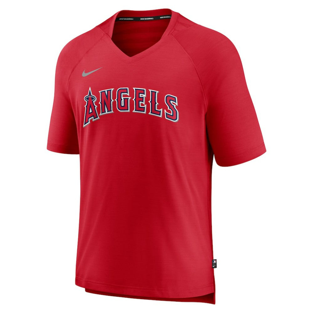 Los Angeles Angels Nike Authentic Collection Pregame Raglan Performance V-Neck T-Shirt - Red T-shirts
