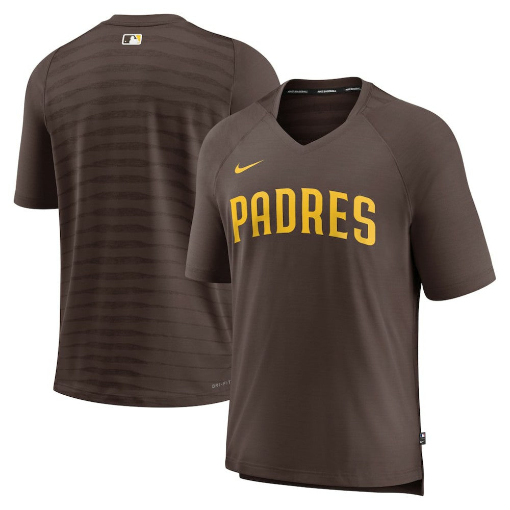San Diego Padres Nike Authentic Collection Pregame Raglan Performance V-Neck T-Shirt - Brown T-shirts