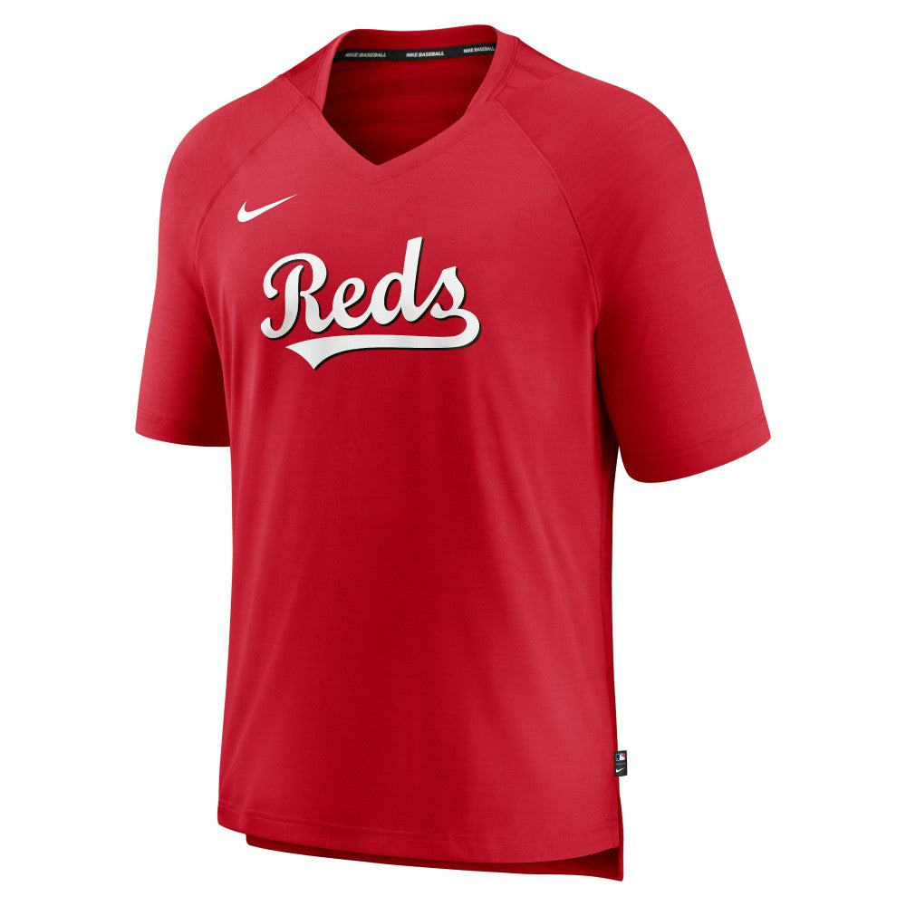 Cincinnati Reds Nike Authentic Collection Pregame Raglan Performance V-Neck T-Shirt - Red T-shirts