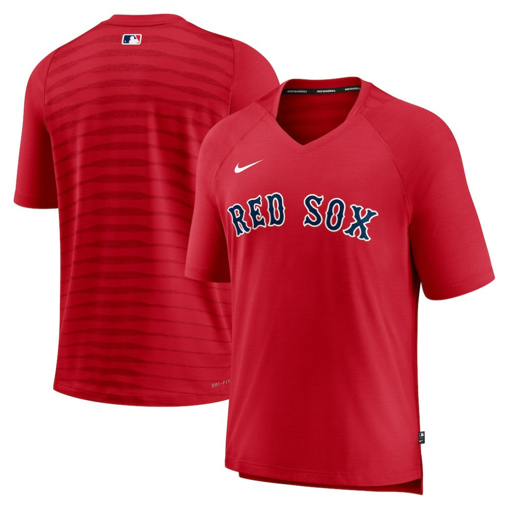 Boston Red Sox Nike Authentic Collection Pregame Raglan Performance V-Neck T-Shirt - Red T-shirts