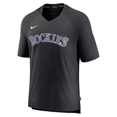 Colorado Rockies Nike Authentic Collection Pregame Raglan Performance V-Neck T-Shirt - Black T-shirts