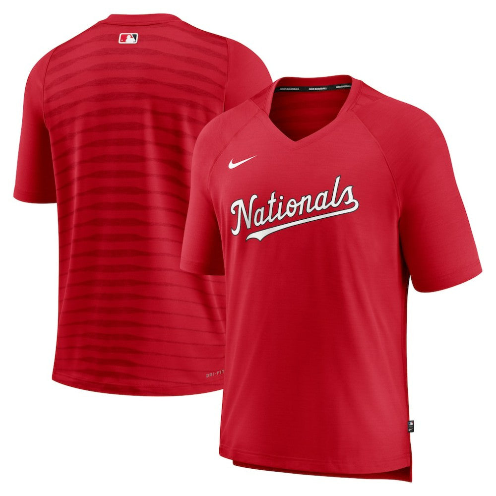 Washington Nationals Nike Authentic Collection Pregame Raglan Performance V-Neck T-Shirt - Red T-shirts