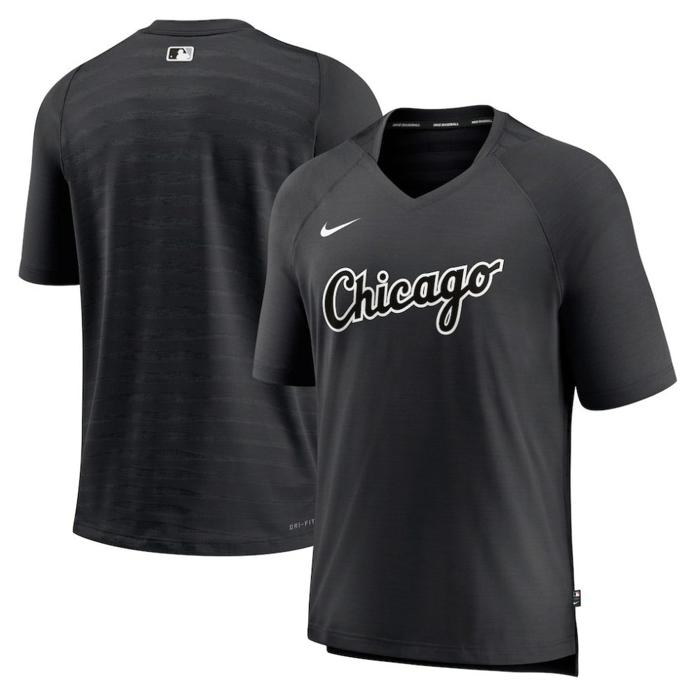 Chicago White Sox Nike Authentic Collection Pregame Raglan Performance V-Neck T-Shirt - Black T-shirts
