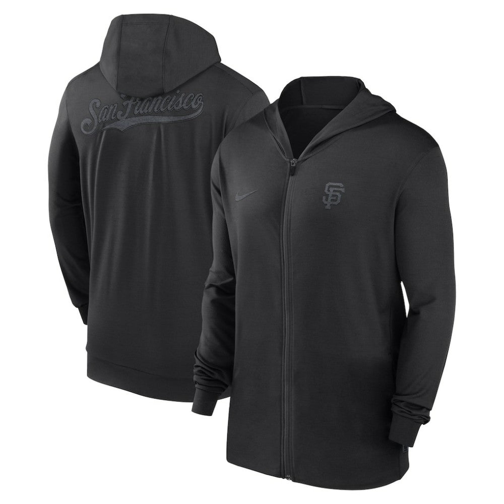 San Francisco Giants Nike Authentic Collection Travel Performance Lightweight Full-Zip Hoodie - Black Hoodies