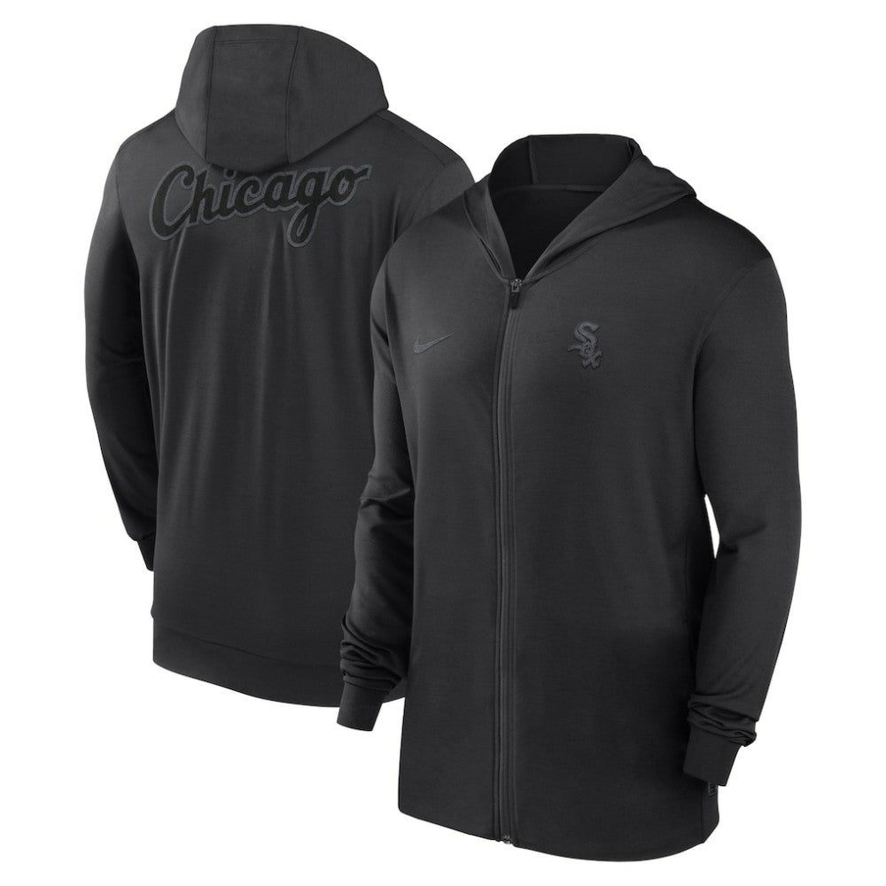 Chicago White Sox Nike Authentic Collection Travel Performance Lightweight Full-Zip Hoodie - Black Hoodies