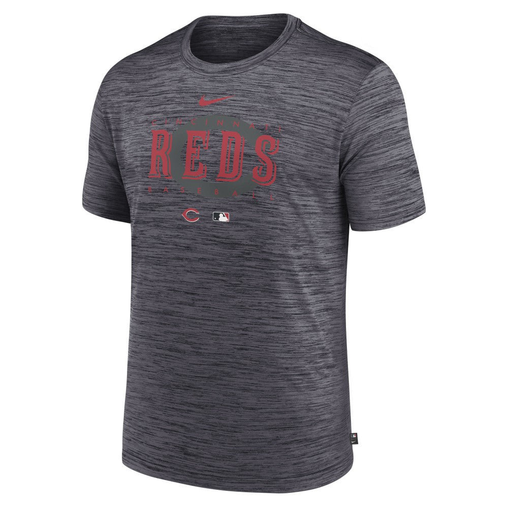 Cincinnati Reds Nike Authentic Collection Velocity Performance Practice T-Shirt - Heather Charcoal T-shirts