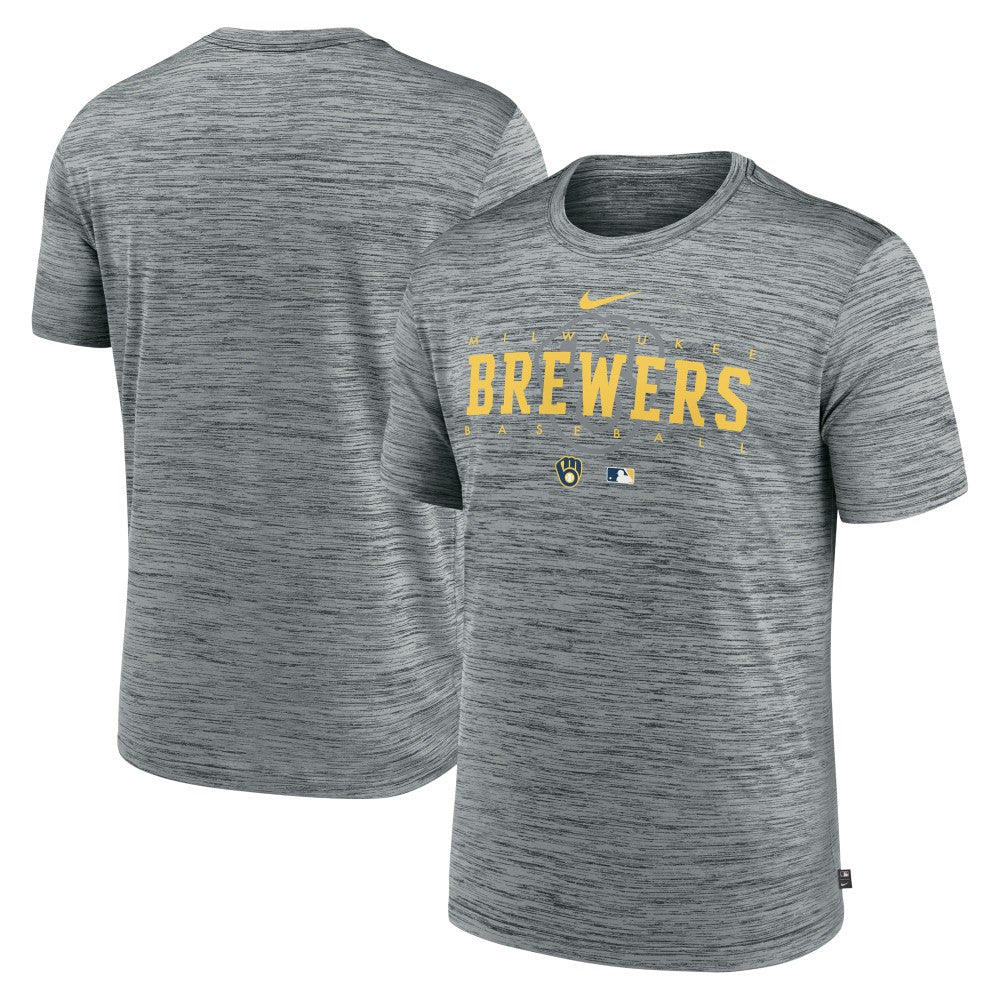 Milwaukee Brewers Nike Authentic Collection Velocity Performance Practice T-Shirt - Heather Gray T-shirts