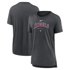 Los Angeles Angels Nike Women's Authentic Collection Early Work Tri-Blend T-Shirt - Heather Charcoal T-shirts