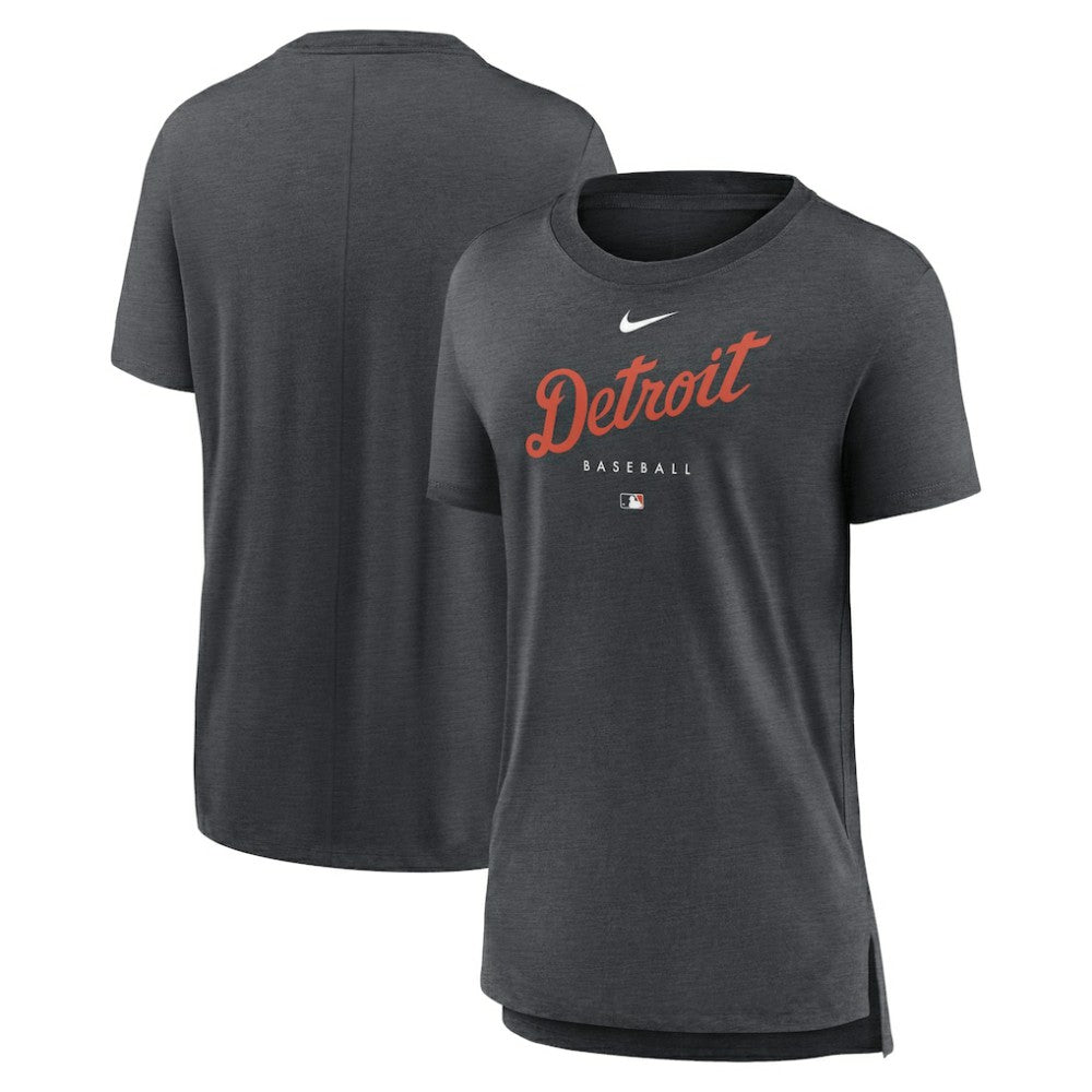 Detroit Tigers Nike Women's Authentic Collection Early Work Tri-Blend T-Shirt - Heather Charcoal T-shirts