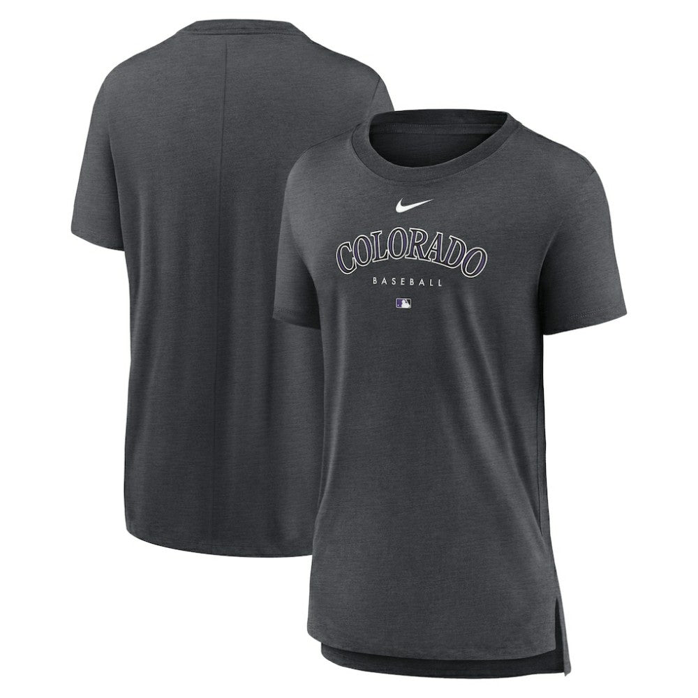 Colorado Rockies Nike Women's Authentic Collection Early Work Tri-Blend T-Shirt - Heather Charcoal T-shirts