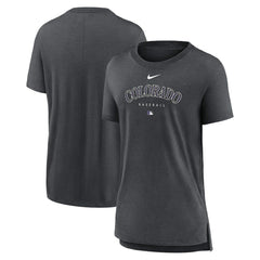 Colorado Rockies Nike Women's Authentic Collection Early Work Tri-Blend T-Shirt - Heather Charcoal T-shirts