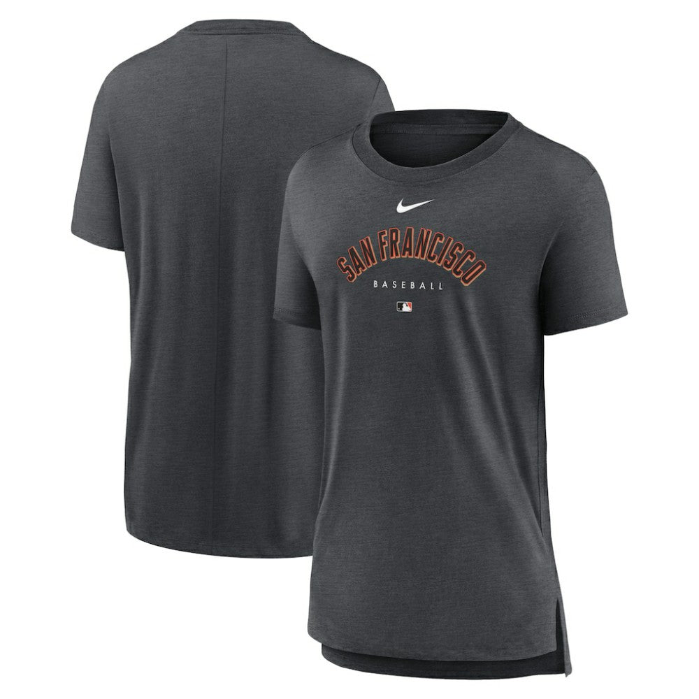 San Francisco Giants Nike Women's Authentic Collection Early Work Tri-Blend T-Shirt - Heather Charcoal T-shirts