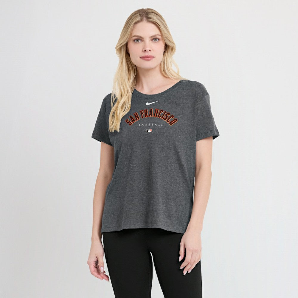 San Francisco Giants Nike Women's Authentic Collection Early Work Tri-Blend T-Shirt - Heather Charcoal T-shirts