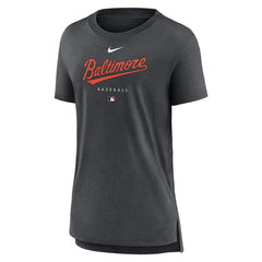 Baltimore Orioles Nike Women's Authentic Collection Early Work Tri-Blend T-Shirt - Heather Charcoal T-shirts